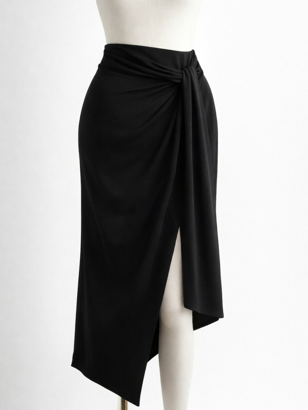 NINE WEST Black Faux Wrap Midi Skirt Minimalist Travel Friendly | Size MEDIUM